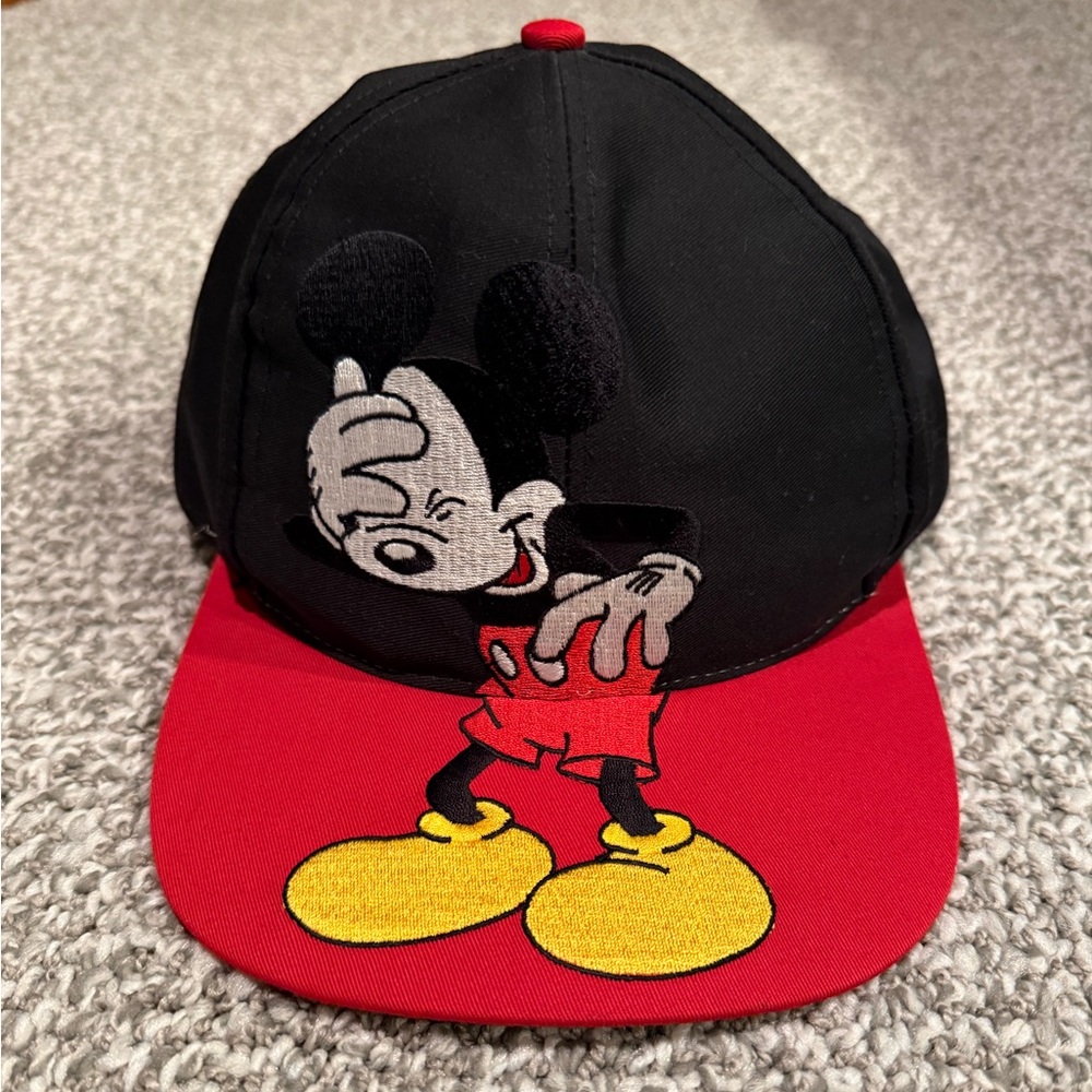Vintage Black Mickey Mouse Laughing Disney Store Hat